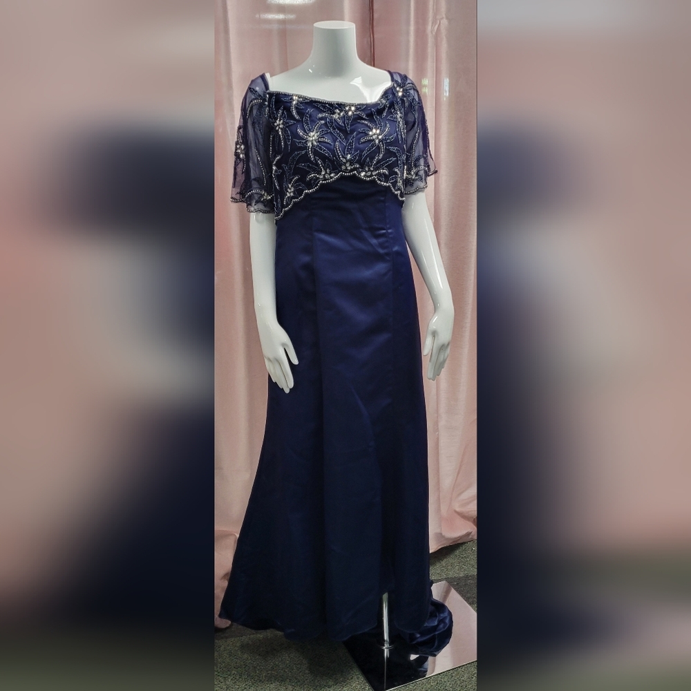 Blue A-Line Mother Of Bride Dress